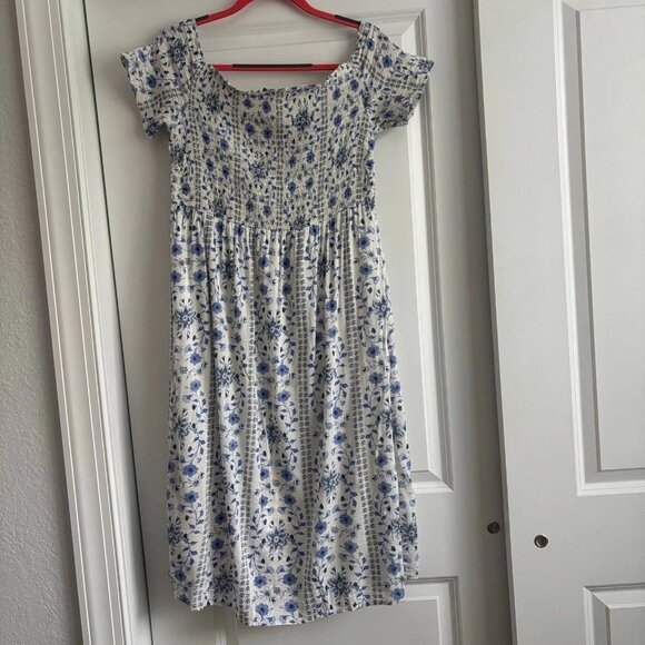 Old Navy Women’s Off the Shoulder Smocked Ditsy Floral Print Midi Dress Sz L - Picture 1 of 8
